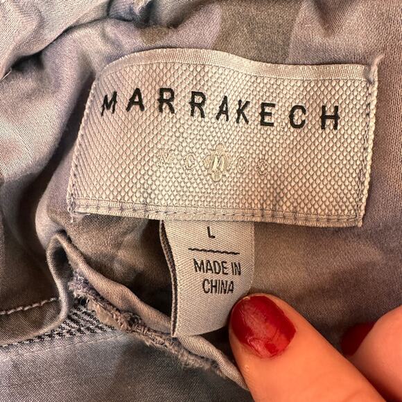 Marrekech Anthropologie Blue Camo Camouflage Jacket Size Large - Picture 8 of 8